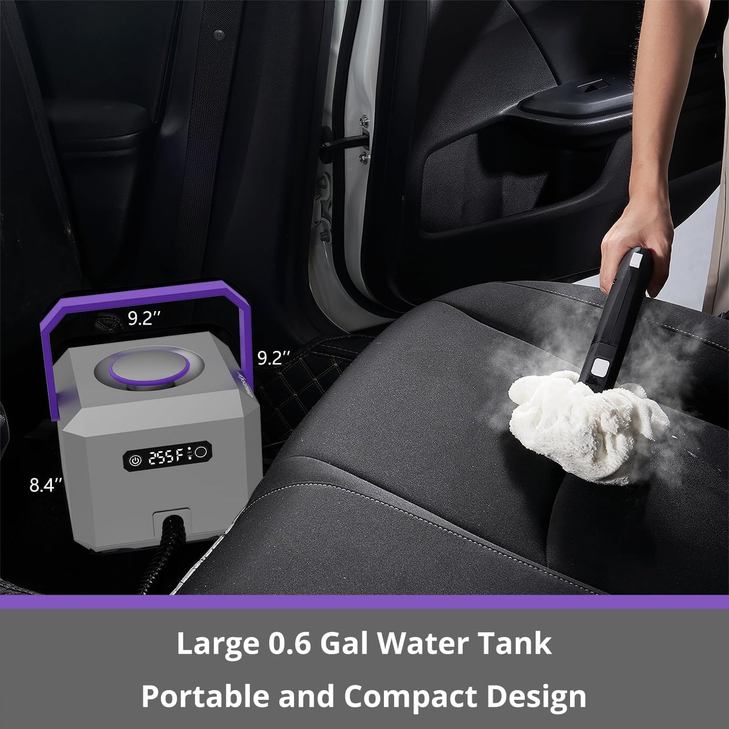 Steam Cleaner: Fast 50-Sec Heat-Up-21-Piece Kit-0.6Gal (2.2L) Tank Refill Anytime-No Cooling-Detachable Hose Multi Steamer Mop for Home Car Bed Furniture Tile Grout Floor Kitchen Cleaning Grey