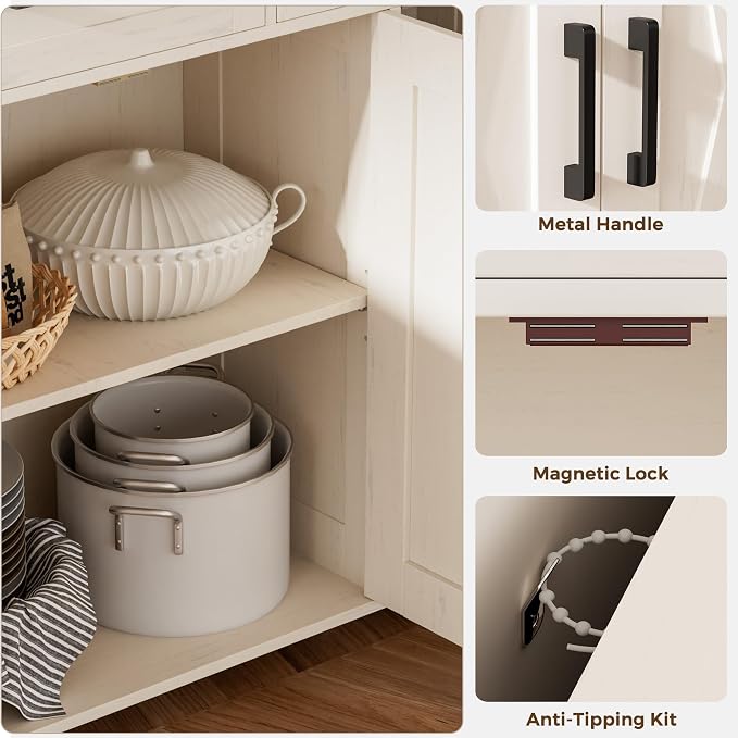 Homhedy Sideboard Buffet Cabinet, Coffee Bar Storage Cabinet - Image 6