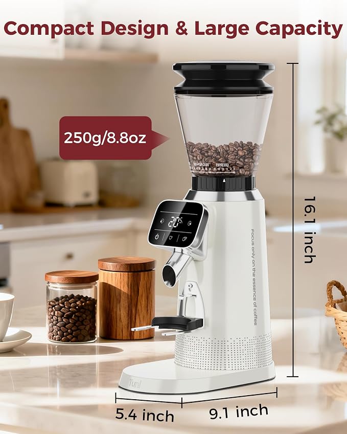 Tuni G2 Conical Burr Coffee Grinder, 70 Grind Settings Anti-static Burr Mill - Image 7