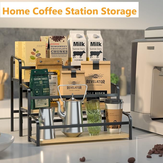 DTUQYX Coffee Syrup Organizer, 3-Tier 12 Bottles Capacity Coffee Syrup Rack - Image 5