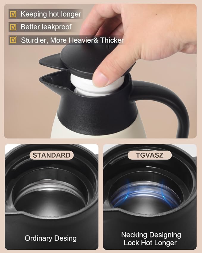 70 Oz Stainless Steel Coffee Carafe, Keeps Hot Beverages - Image 2