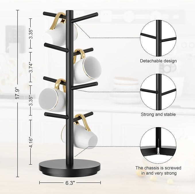Wisuce Coffee Mug Holder Tree Upgraded 360Rotated Cup Holder - Image 4