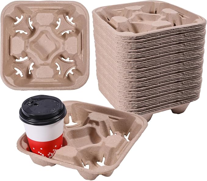 CHGCRAFT 30 Pcs 4 Cup Drink Carrier Drink Cup Holder Coffee Take Out Trays by chgcraft