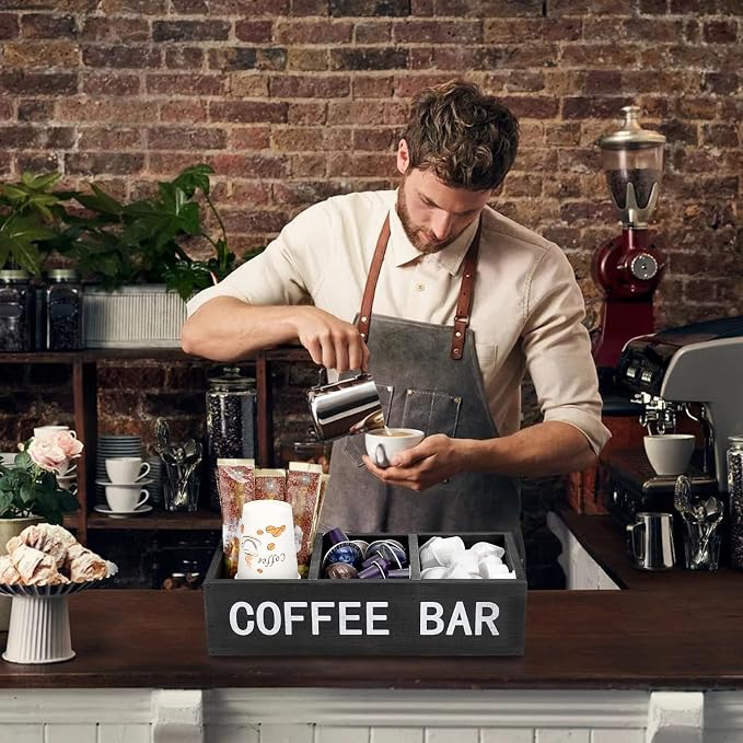 ELLDOO Coffee Bar Wooden Storage Box - Image 4