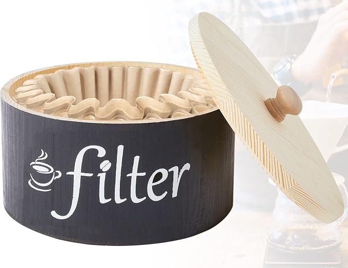 Coffee Filter Holder, Wood Coffee Filters Storage Container by Cobzier
