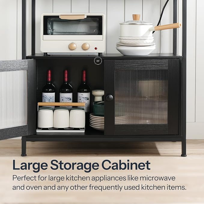 HOOBRO Bakers Rack with Storage Cabinet, 5-Tier Coffee Bar with Power Outlet - Image 7