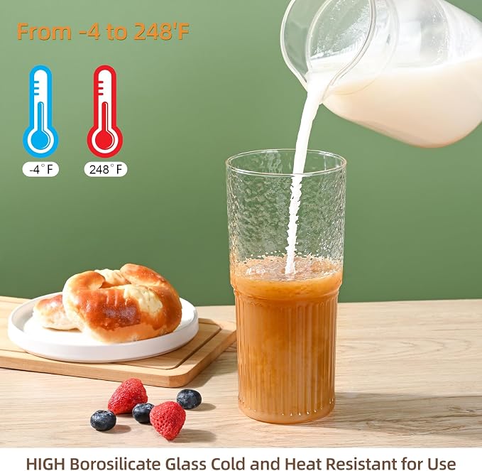 20 oz Glass Cups with Lids and Straws, 4 Pack Iced Coffee Cup with Glass Lid - Image 2