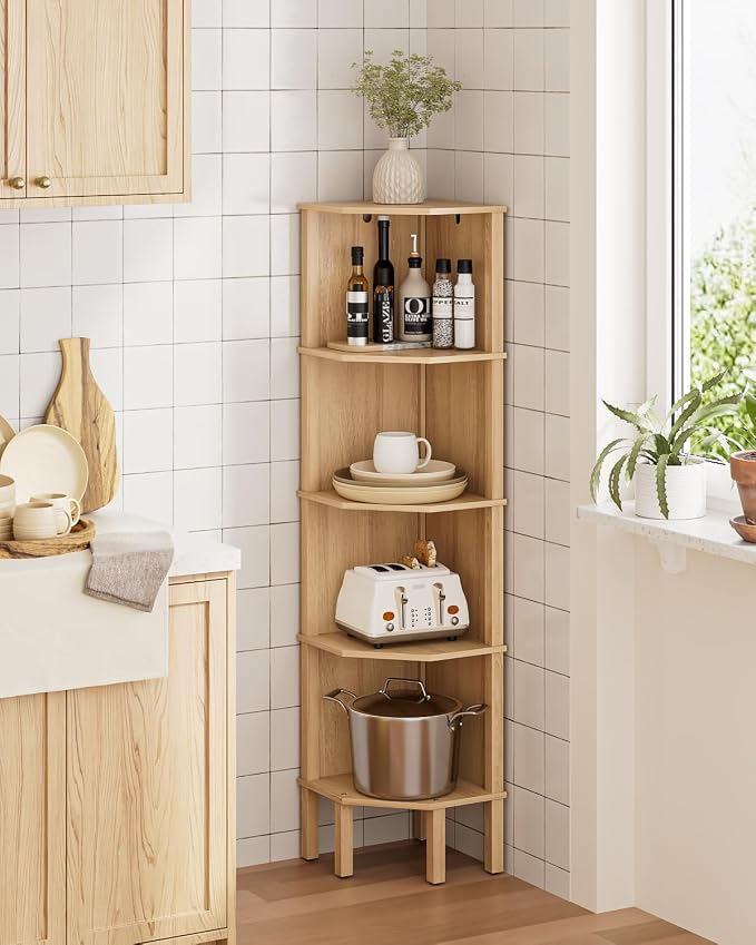 Corner Shelf, 5 Tier Corner Bookshelf, Display Corner Shelf Stand - Image 6