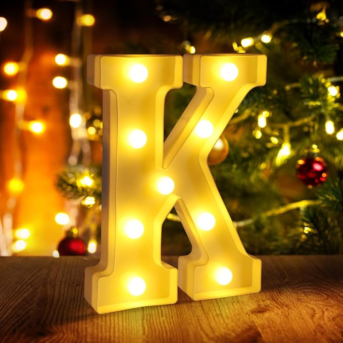 Light Up Letters K, LED Sign Marquee Letters 26 Alphabet by funsky