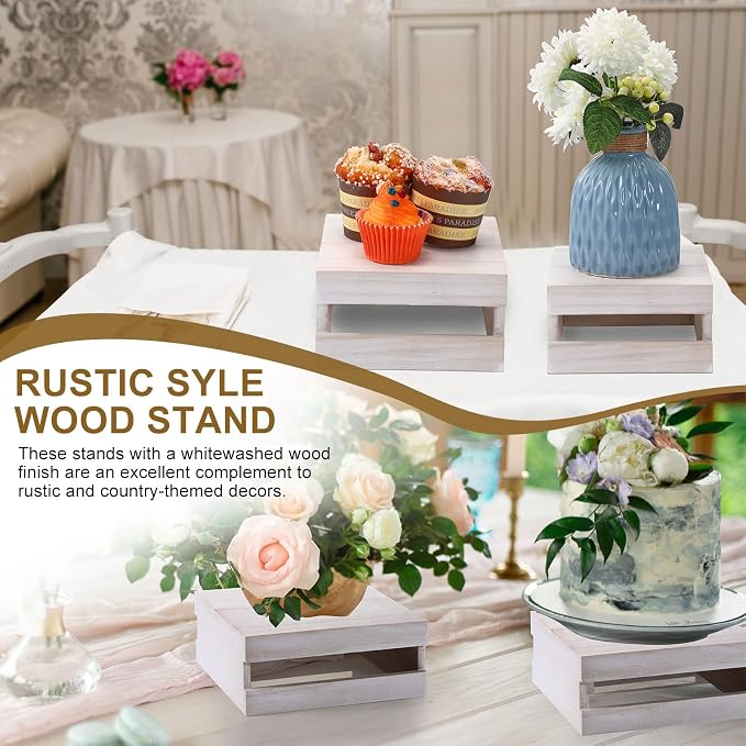 Sieral 4 Pieces Wood Cupcake Display Stand Decorative Dessert Appetizer Cake - Image 6