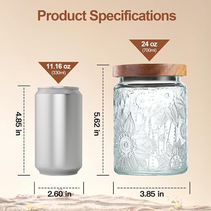 2-Pack 24 OZ Vintage Glass Jar - Image 2