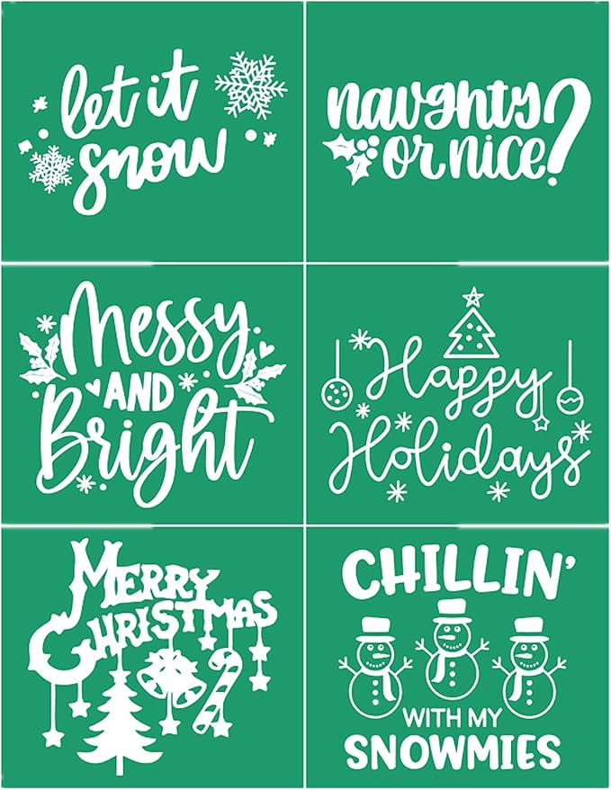JAJADO Self Adhesive Silk Screen Stencils Let it Snow Merry Christmas Stencils by JAJADO