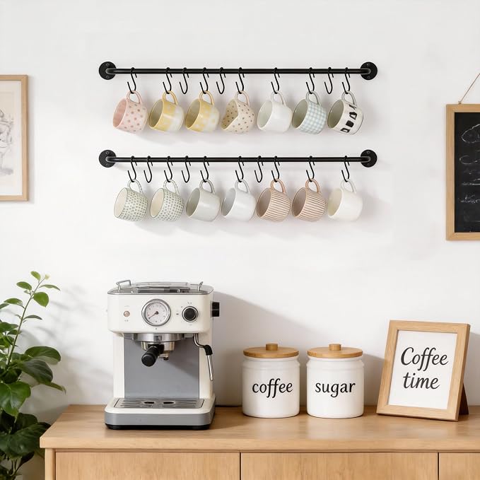 Mkono Mug Holder Wall Mounted Coffee Cup Rack Hanger Modern Metal - Image 3
