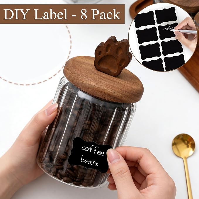 Glass Coffee Canister - 20 Oz Airtight Ribbed Glass Storage Jars - Image 4