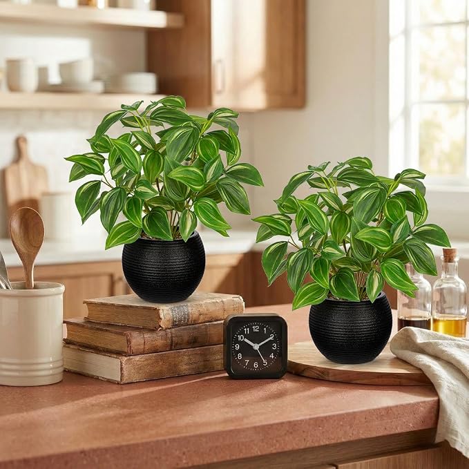 2 Packs Artificial Plants in Black Pot - Image 3