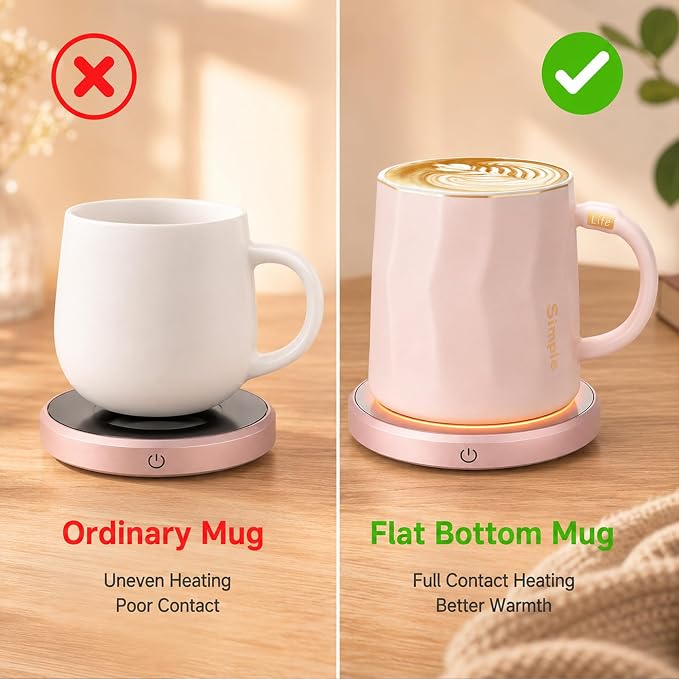 Flat Bottom Coffee Mug for Mug Warmer – 13.5 oz Ceramic Cup - Image 4