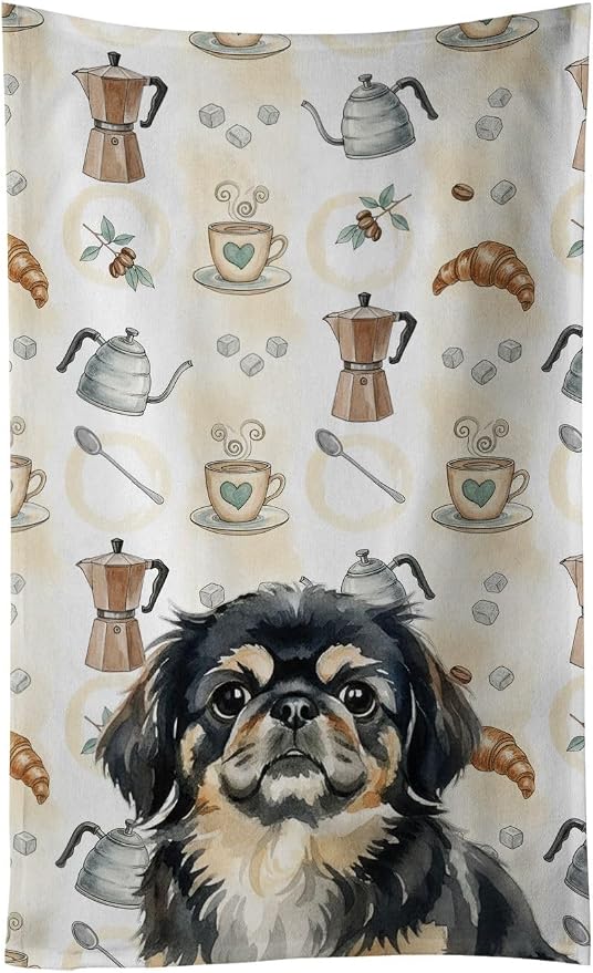 Caroline's Treasures Black and Tan Pekingese Coffee Bar Kitchen Towel Velour by CarolinesTreasures