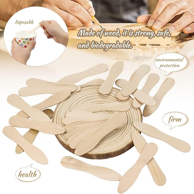 400 Pcs Small Wooden Spoons, Mini Disposable Ice Cream Tasting Spoons, 3 Inch - Image 4