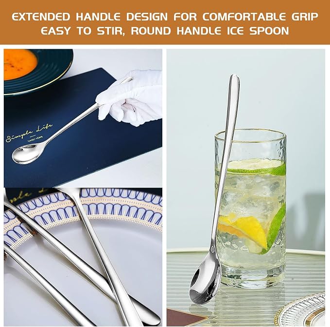 Long Handle Iced Tea Spoons, Ice Cream, Cold Drinks - Image 5