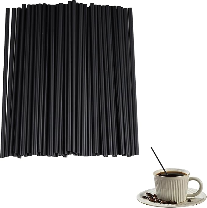 100PCS 5.12 Inch Black Disposable Plastic Drinking Straws, Straight Cocktail by Unknown