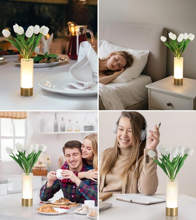 AIHYING Flower Night Light, Touch Vase Lamp, Rechargeable Cordless Table Lamp - Image 2