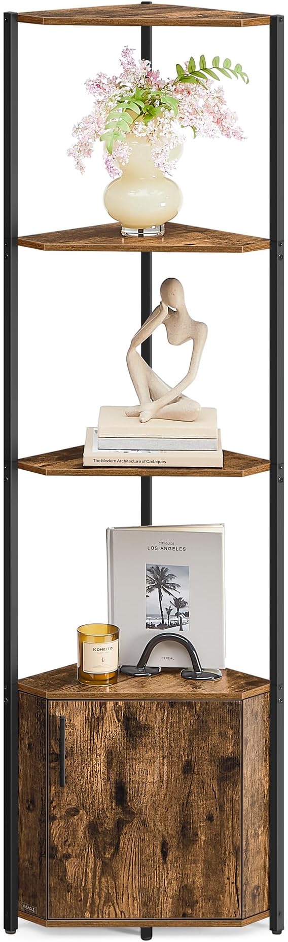 VASAGLE Corner Shelf with Storage, 5-Tier Corner Storage Cabinet, by Unknown
