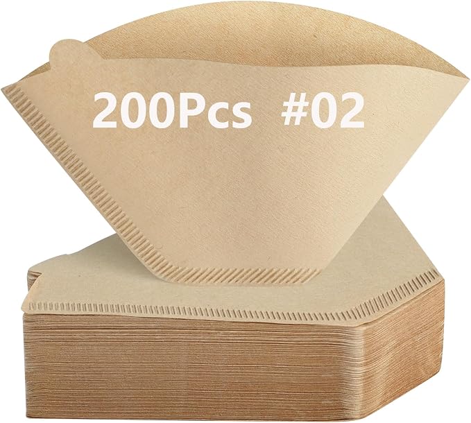 200 Count Cone Coffee Filters #2, Clinuse Unbleached Size 02 Coffee Filter 2-6 by Clinuse