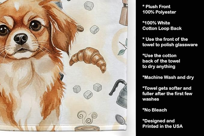 Caroline's Treasures Red Tibetan Spaniel Coffee Bar Kitchen Towel Velour Plush - Image 4