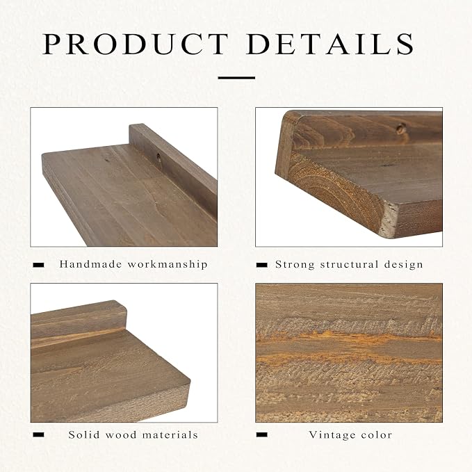 Freezing point Floating Shelf for Wall Set of 2 Natural Wood 23Inch Wall - Image 4