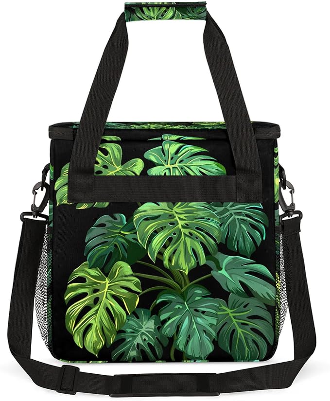 Tropical Green Palm Leaves Coffee Maker Carring Bag, Large Insulated Storage - Image 5