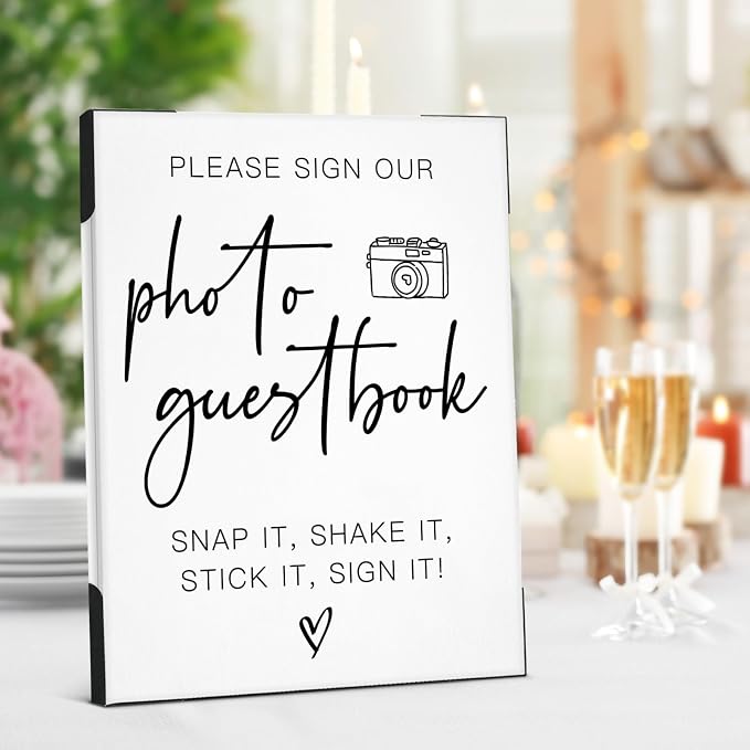 Photo Guest Book Wedding Signs for Ceremony and Reception, Please Sign Our - Image 4