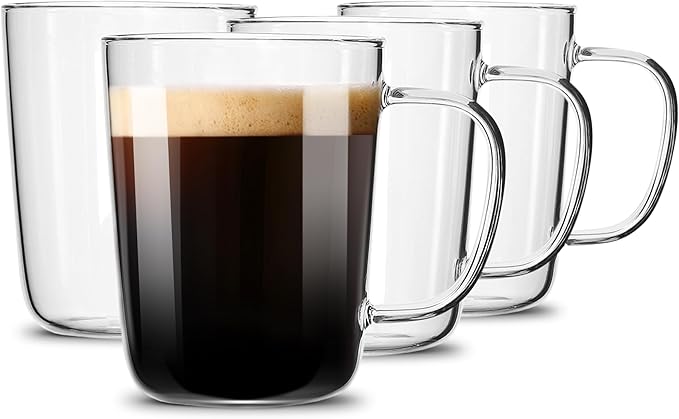 LUXU Glass Coffee Mugs-17 oz, Glass Tea Cups by LUXU