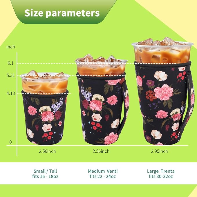 3 Pack Iced Coffee sleeve Insulated Neoprene Cup Sleeves - Image 2