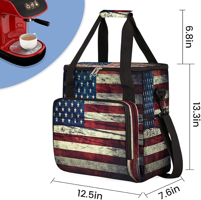 Vintage American Usa Flag Coffee Maker Carring Bag Travel Storage Tote Bag - Image 2