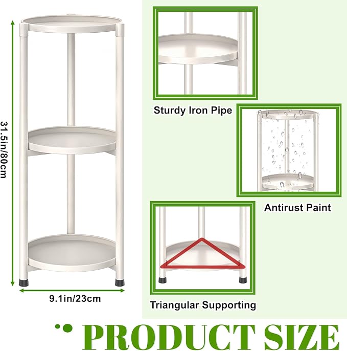3 Tier Metal Plant Stand Indoor, Corner Tiered Round Plant Stand - Image 2