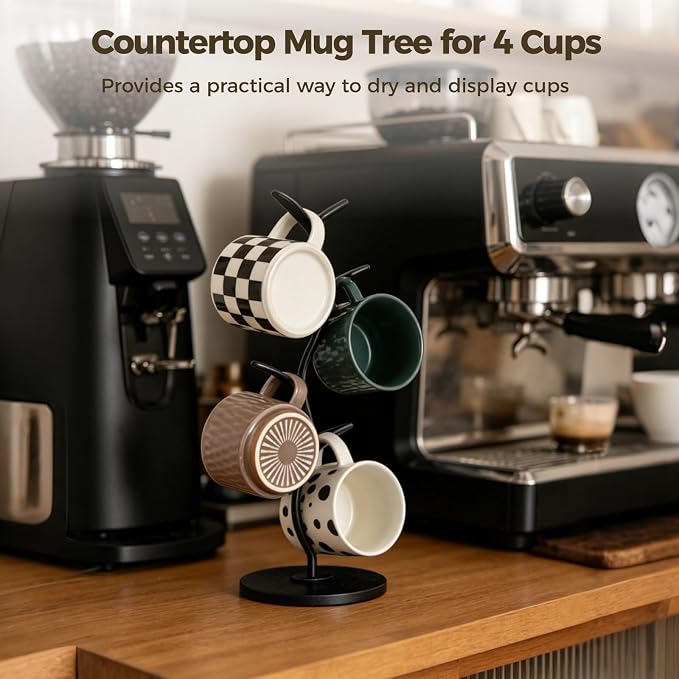 Mug Tree Stand for 4 Cups, kitchen counters, tea stations, and cup drying - Image 2