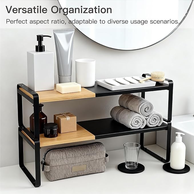 Expandable Cabinet Shelf Organizer & Spice Rack, Stackable Kitchen Counter Shelf - Image 7
