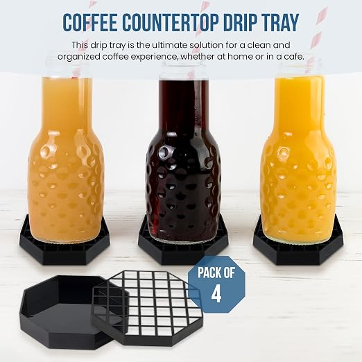 OCS Parts 4-Inch Coffee Countertop Drip Tray | 4-Pack | Spill Preventer Octagon - Image 6