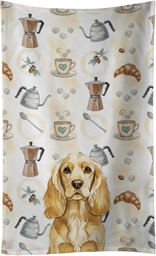 Caroline's Treasures Buff Cocker Spaniel Coffee Bar Kitchen Towel Velour Plush by CarolinesTreasures