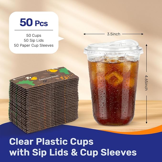 50 Pack 16 oz Clear Plastic Cups - Image 4
