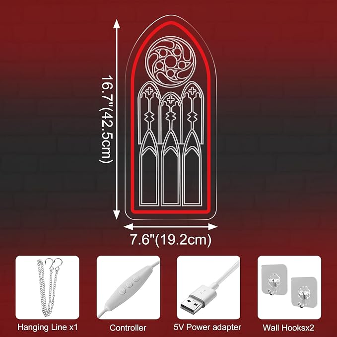 Gothic Cathedral Window Neon Sign - Image 3