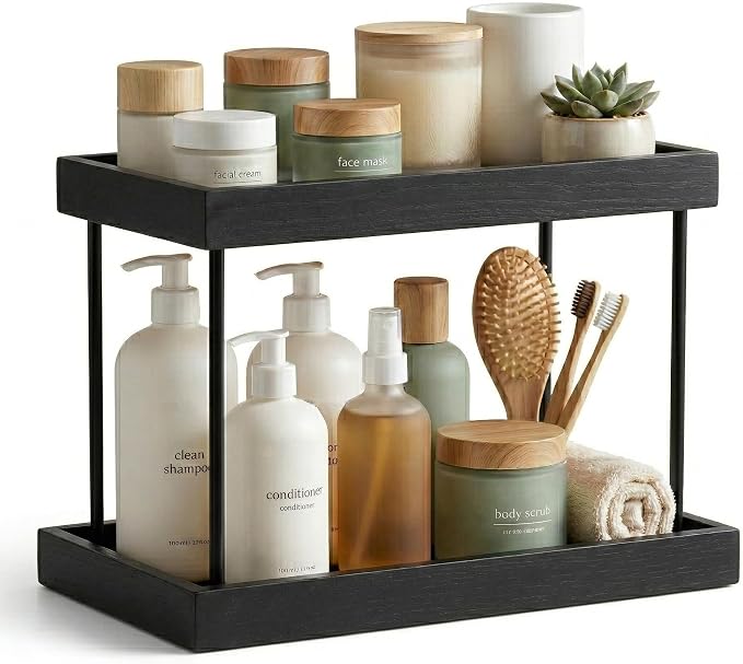 WOPITUES Bathroom Counter Organizer, 2 Tier Perfume Organizer, Wooden Bathroom by WOPITUESOfficial