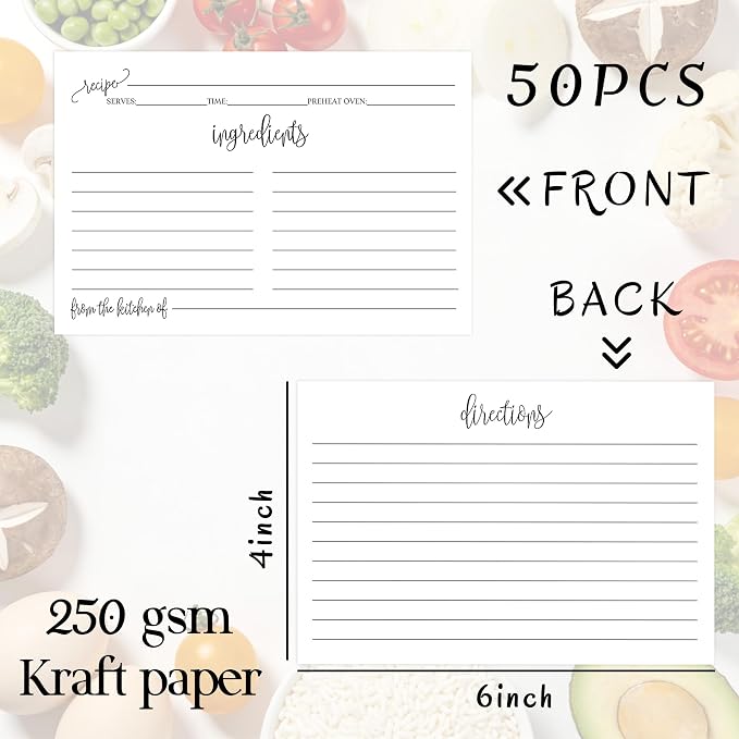 50 Pack 4x6 Recipe Cards Double Sided - Image 3