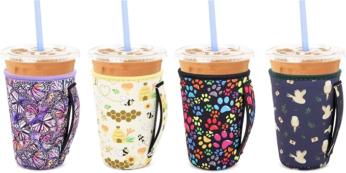 4 Pack Neoprene Cup Sleeves by Snowso