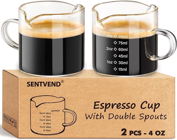 SENTVEND Espresso Cups Set of 2, 4 Oz Espresso Shot Glass by SENTVEND