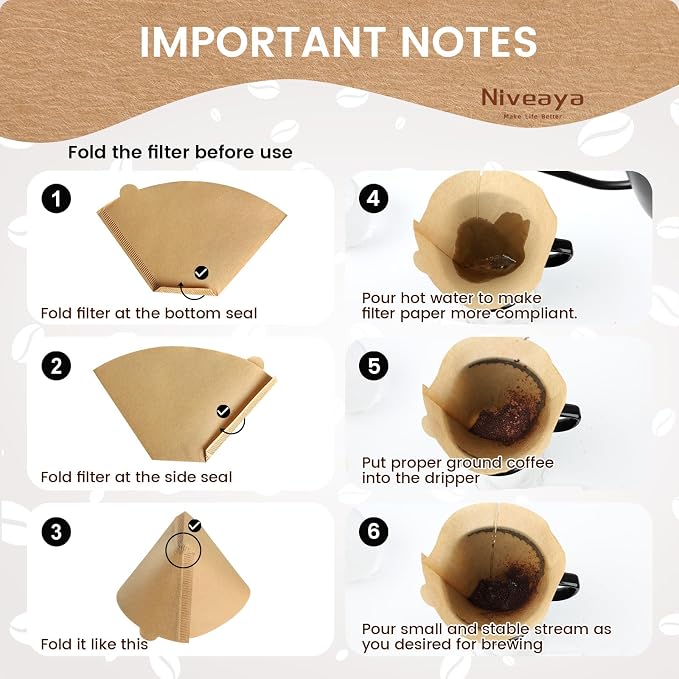 Niveaya Coffee Filters 600 Count, Coffee Filter #4 Cone, Natural Paper Coffee - Image 4
