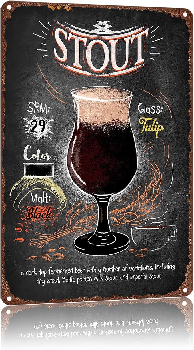 Stout Beer Vintage Aluminum Metal Sign, 8x12 Inch, Retro Chalkboard Style Wall by Unknown