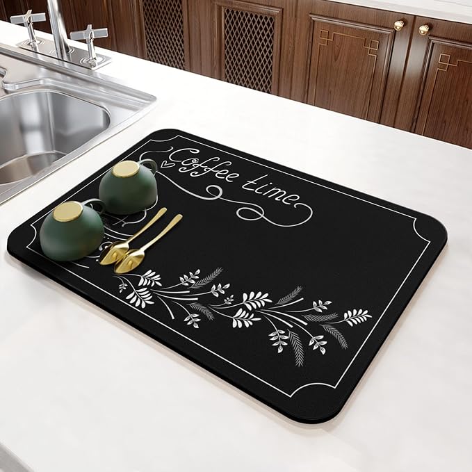 Flowers and Plants Absorbent Coffee Bar Mat - Image 3