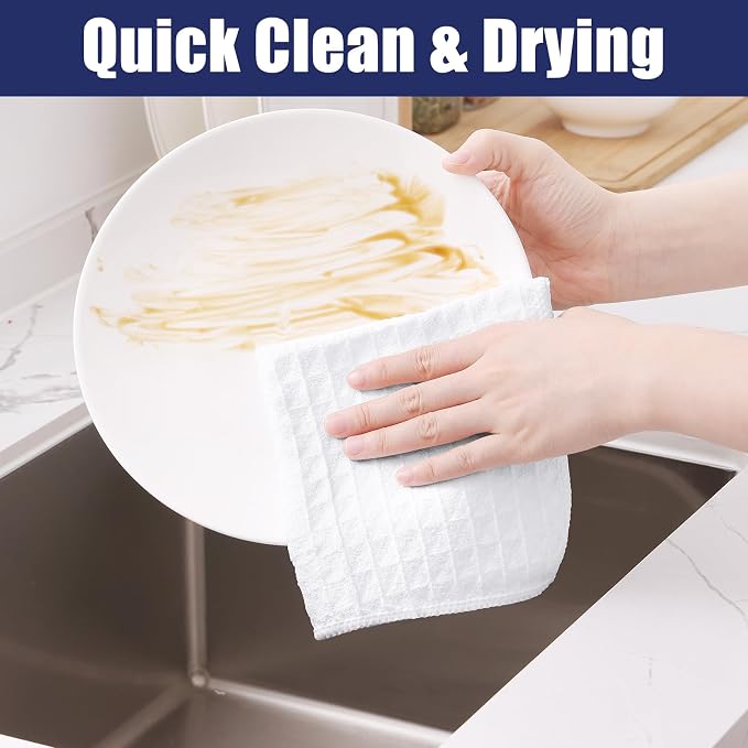 Homaxy Microfiber Waffle Weave Kitchen Towels, 16 x 28 Inch Ultra Absorbent and - Image 4