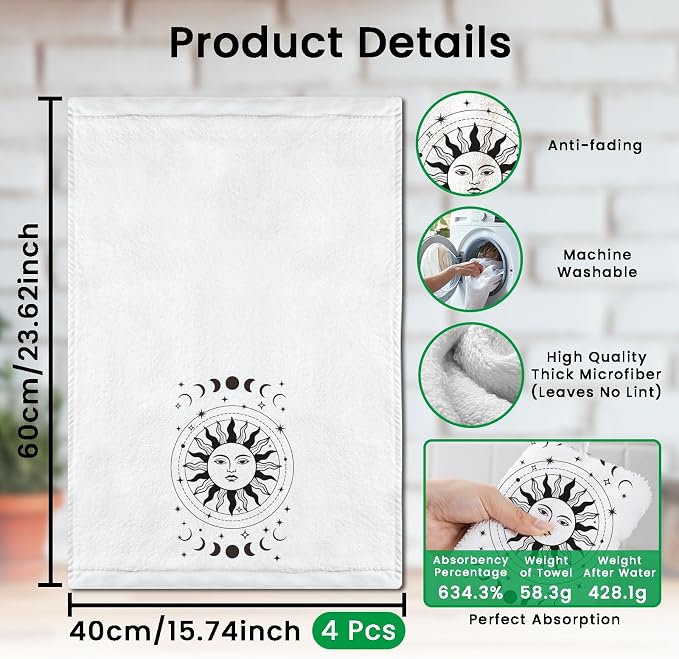 CUTHOLLOW Mystical Aesthetic Decorative Kitchen Towels Set of 4, - Image 2